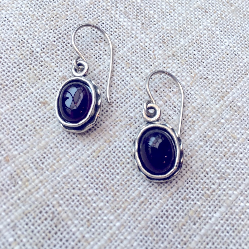Silpada Sterling Purple Amethyst Cabachon Earrings
